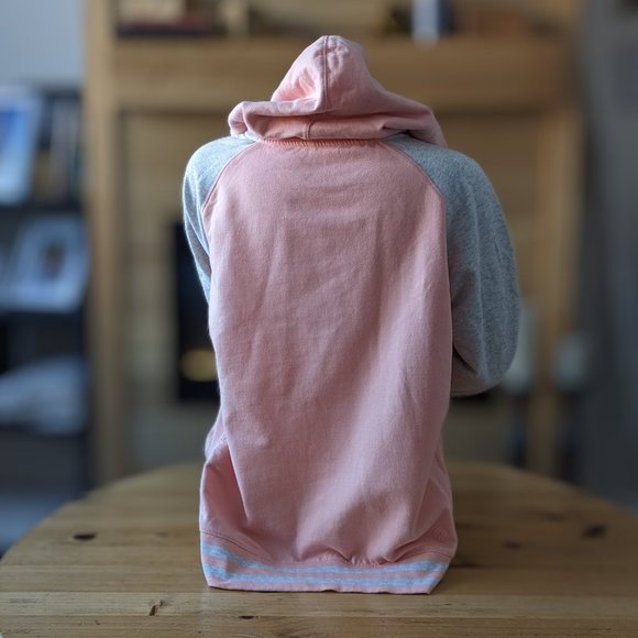 Shambhala Long Sleeve Pink and Grey Hooded Sweater without Tags Presumed Size Lg - Picture 3 of 8